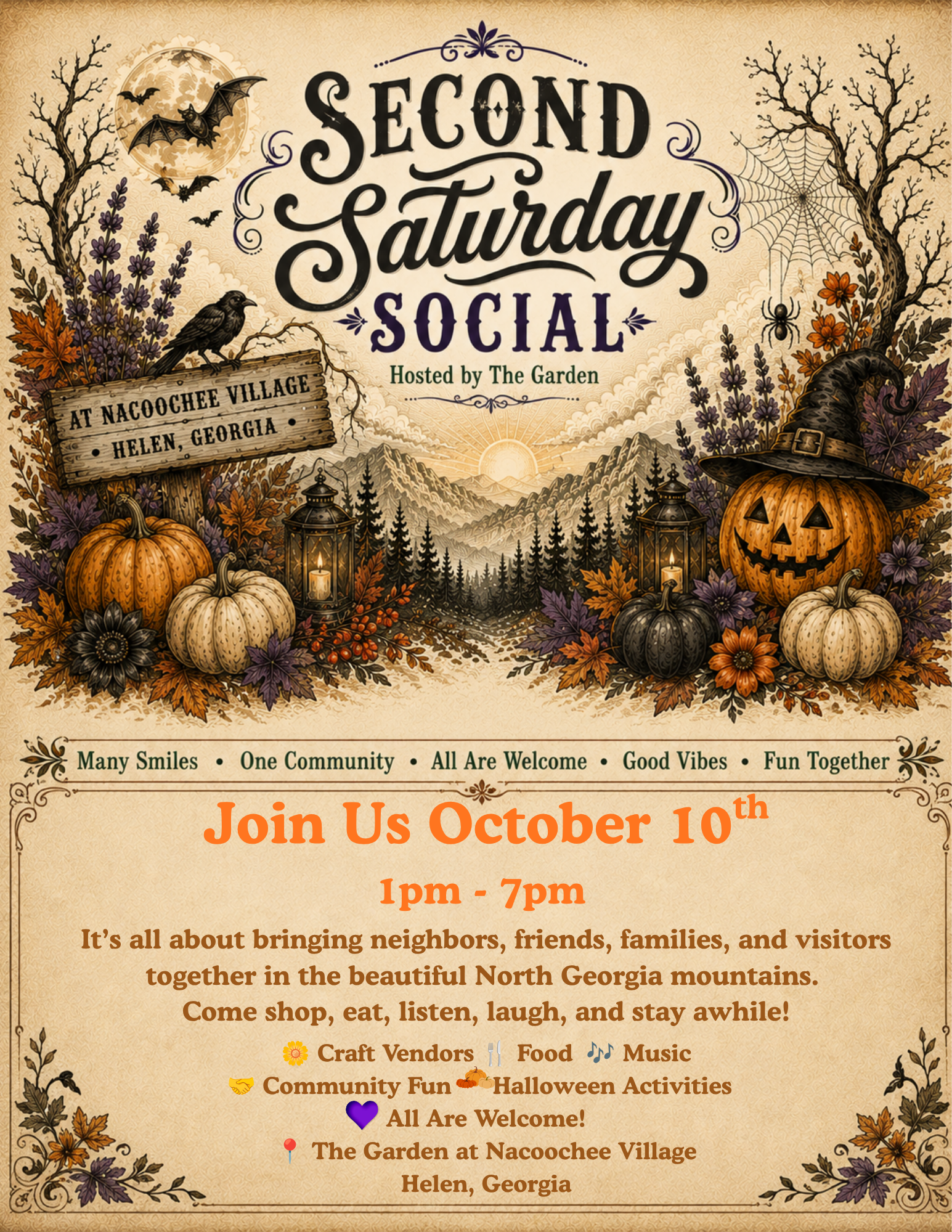 Second Saturday Social 10/10 1PM to 7PM